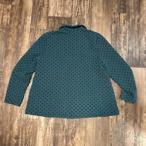 Habitat Lagenlook Button Down Jacket L Blazer Green Black Womens - Picture 7 of 7